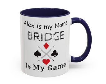 Mug de bridge, idée cadeau amusante pour les jeux de cartes, cadeau de bridge personnalisé, tasse de jeu de cartes personnalisée, cadeau de Noël pour les jeux de cartes, champion de bridge