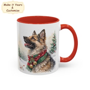 Geschenkbecher Deutscher Schäferhund, Custom GSD Alsatian Tasse Hund Mama, benutzerdefinierte Hundeliebhaber, Geschenk Haustier Elternteil, Weihnachtsschäferwelpe