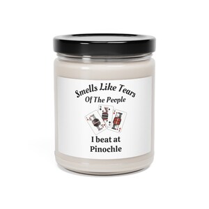 Funny Pinochle gift, custom Scented Soy Candle 9oz, Pinochle game lover, pinochle present, personalized pinochle present, card game hobby