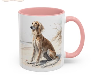 Taza de regalo con diseño de Saluki Hound, taza personalizada para dueños de perros, regalo de sabueso árabe, regalo de sabueso persa, taza para amantes de los perros, regalo personalizado de Saluki para Navidad, perros
