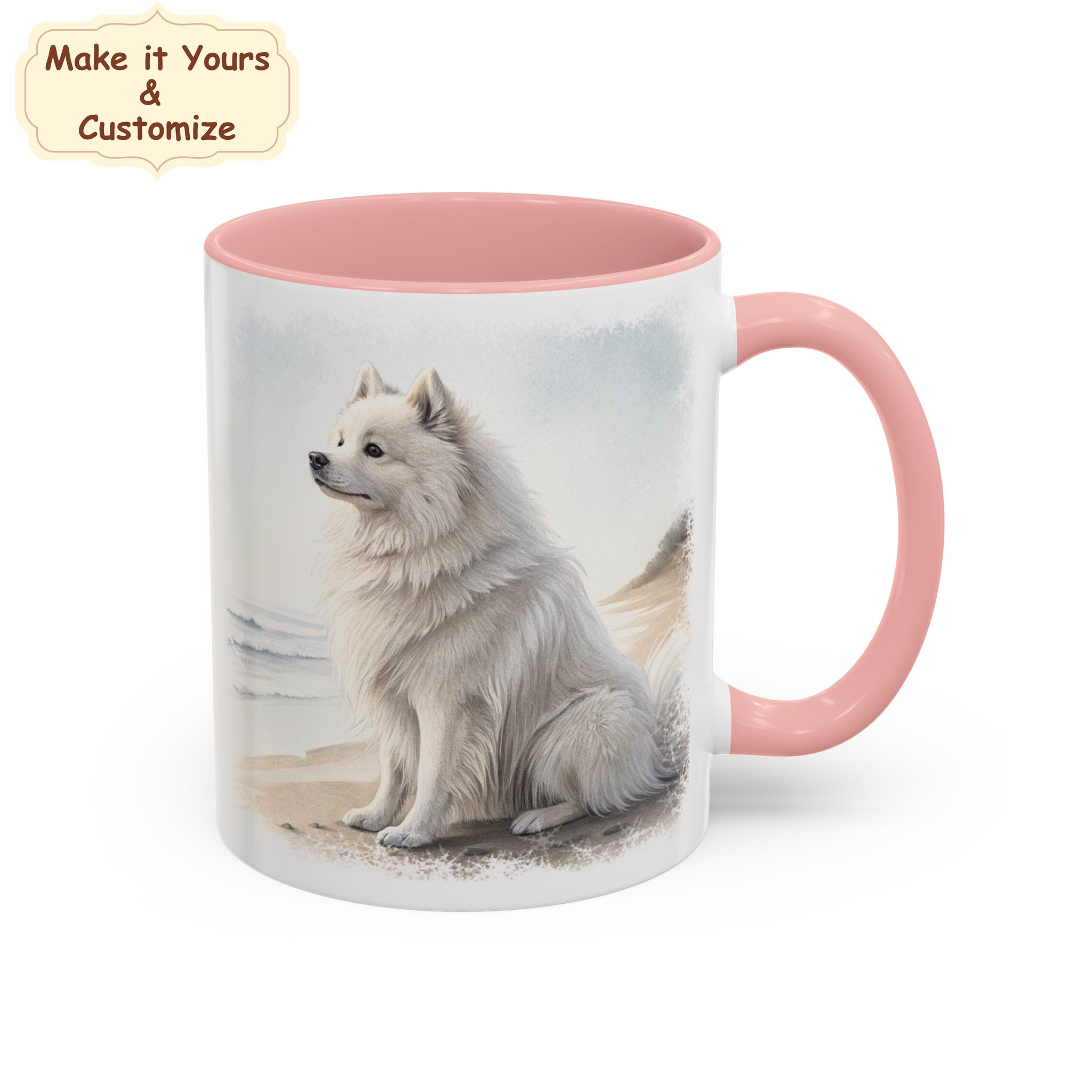 カスタムホワイトジャーマンスピッツマグカップ犬好きへのギフト