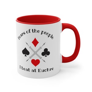 Copo de cerâmica euchre, caneca divertida para jogo de cartas, presente euchre personalizado, copo personalizado para jogo de cartas, presente para jogo de cartas de Natal euchre