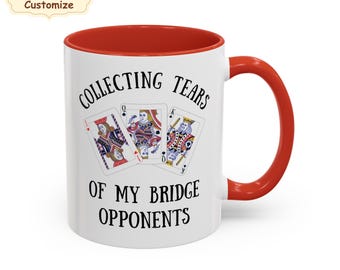Funny bridge mug tears, cards game gift idea, custom bridge present, personalized card game cup, card game gift Christmas, bridge champion