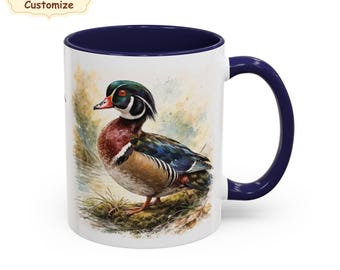 Fun Custom Wood duck Mug gift bird lover, Bird watching Cup, Carolina duck gifts, Birdwatching Christmas present, birding gifts, ornithology