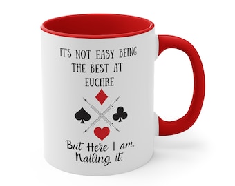 Fun Euchre mug gift idea, card game fun present, custom euchre gift, personalized card game cup, card game gift Christmas euchre play