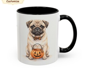 Pug mug for dog lover, custom Pug cup, personalized dog cup, Pug mom gift, Pug dad present, fun pugs gifts, love pugs, Halloween fall decor