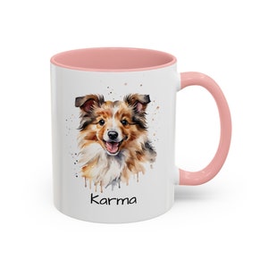 Custom Sheltie mug, Shetland Sheepdog mug, Coffee cup name, Love dogs, Mug for dog lover, Personalized Sheltie puppy gift, baby Shetland