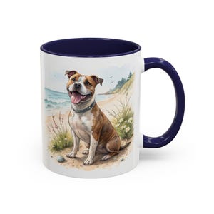 Staffordshire Bull Terrier mug gift for dog lover, custom Staffy cup, personalized dog mug, Stafford mom gift, new dog, puppy beach