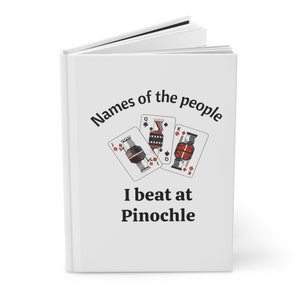 Funny Pinochle gift idea, Journal hardcover card game, Custom present Pinochle, Diary notebook lined pages, Pinochle personalized gift