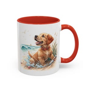 Custom red fox Labrador retriever mug dog lover gift, Coffee cup red Lab parent, Love dogs, Personalized Labrador pup Christmas,dog beach