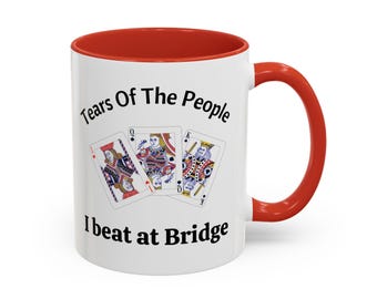 Funny bridge mug tears, cards game gift idea, custom bridge present, personalized card game cup, card game gift Christmas, bridge champion