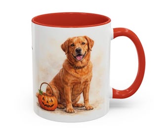 Custom red fox Labrador retriever mug dog lover gift, Coffee cup red Lab parent, Love dogs, Personalized Labrador pup Christmas, Halloween