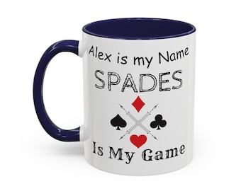 Funny Spades mug, cards game gift idea, custom Spades present, personalized card game cup, card game gift Christmas Spades champion