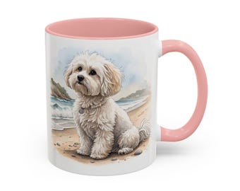 Mug Maltipoo cadeaux pour amoureux des chiens, mug Maltipoo personnalisé, tasse pour chien personnalisée, Maltais - race Caniche Mix, maman maltipoo, nouvel animal de compagnie chiot