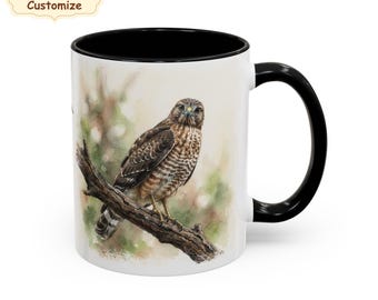 Custom Broad-winged Hawk Mug gift bird lover, Bird watching Cup,Broad-winged Hawk presents, Birdwatching Christmas birding gifts,ornithology
