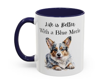 Blue Merle Corgi mug, custom mug dog lover, personalized Merle corgi cup, dog dad gift, personalised dog mom present, blue corgi, blue merle