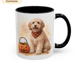 Custom Australian Labradoodle mug gift for dog lover, ALD cup, Personalized Halloween present Labrador Retriever Poodle Cocker Spaniel mix