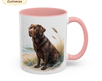 Regalo para amantes de los labradores de chocolate, taza personalizada para papás labradores marrones, taza de café para amantes de los labradores, taza personalizada para amantes de los perros, papá labrador