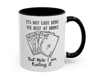 Fun Bridge mug gift idea, card game fun present, custom bridge gift, personalized card game cup, card game gift Christmas bridge play