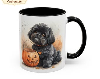 Black Shih Tzu custom mug for dog lover, Halloween fall, personalized dog cup, Black Shih Tzu dog breed, Shih-Tzus Christmas, shih tzu gift