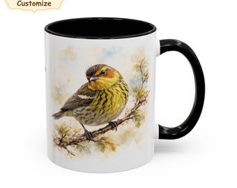 Fun Custom Cape May warbler Mug gift bird lover, Bird watching Cup,warbler presents, Birdwatching Christmas birding gifts, ornithology