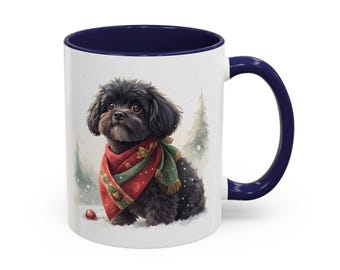 Black Shih-poo mug for dog lover, custom Black Shih Poo mug, personalized dog cup, Shih Tzu-Poodle Mix breed, Shih-Poos mom Christmas