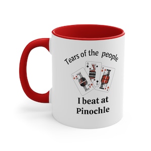 Lágrimas engraçadas na caneca Pinochle, ideia de presente para jogo de cartas, presente personalizado para pinochle, copo personalizado para jogo de cartas, presente para jogo de cartas Pinochle de Natal