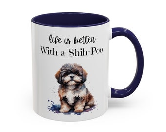 Shih-poo mug for dog lover, custom Shih Poo mug, personalized dog cup, Shih Tzu-Poodle Mix breed, Shih-Poos mom gift idea