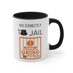 Monopoly cup go to jail, funny Monopoly gift idea, Monopoly board game for family custom present, Mug Monopoly gag gift, fun Monopoly