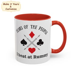 Lágrimas engraçadas de caneca de Rummy, ideia de presente para jogo de cartas, presente personalizado de Rummy, copo personalizado para jogo de cartas, presente de jogo de cartas de Natal, campeão de Rummy