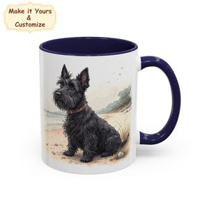 Scottie mug, Custom Black Scottish Terrier dog, Dog lover cup, Scottie dad, Dog mom gift idea, custom Terrier, Christmas dog present, beach