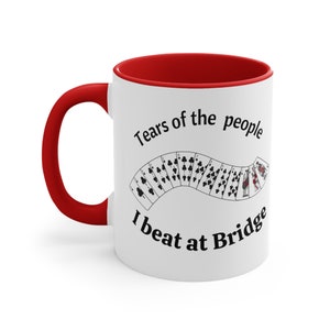 Caneca de ponte engraçada lágrimas, ideia de presente de jogo de cartas, presente de ponte personalizado, copo de jogo de cartas personalizado, presente de jogo de cartas Natal, campeão de ponte