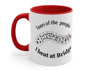 Divertida taza de bridge con lágrimas, idea de regalo para juegos de cartas, regalo personalizado de bridge, taza de juego de cartas personalizada, regalo de Navidad para juegos de cartas, campeón de bridge