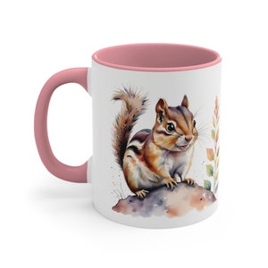 Chipmunk-Becher, Chipmunk-Tasse, Chipmunk-Liebhaber-Geschenkidee, benutzerdefinierte Chipmunk-Tasse, niedliches Chipmunk-Aquarell, Namenstasse Chipmunk-Liebhaber