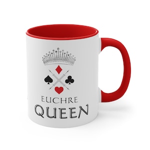Euchre Queen, lustige individuelle Tasse für Euchre-Player, Liebhaber von Kartenspielen, personalisierte Tasse, Euchre-Champion, Weihnachtsgeschenk