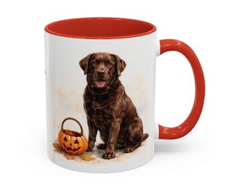 Chocolate Labrador retriever gift, Custom brown lab dad mug, Coffee cup for Labrador lover, dog lover personalised mug, Halloween fall decor