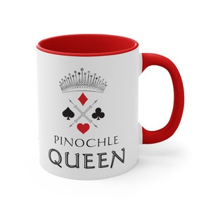 Pinochle Queen, lustige individuelle Tasse für Pinochle Spieler, Liebhaber von Kartenspielen, personalisierte Tasse, Pinochle Champion, Weihnachtsgeschenk