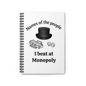 Funny monopoly gift, board game lover present, custom monopoly ruled notebook, personalized family game, board game gift Christmas, monopoly