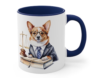 Corgi lawyer, Coffee cup for Corgi parent, Love Corgis, Mug for dog lover, Personalized corgi present, lawyer dog lover, attorney corgi mom
