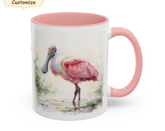 Custom Rosy Spoonbill Roseate Bird Mug gift bird lover, Bird watching Cup, Birdwatching Christmas present, birding gifts, ornithologist