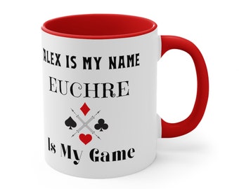Personalized Euchre mug for a custom gift for card games lover