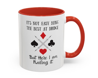 Fun Bridge mug gift idea, card game fun present, custom bridge gift, personalized card game cup, card game gift Christmas bridge play