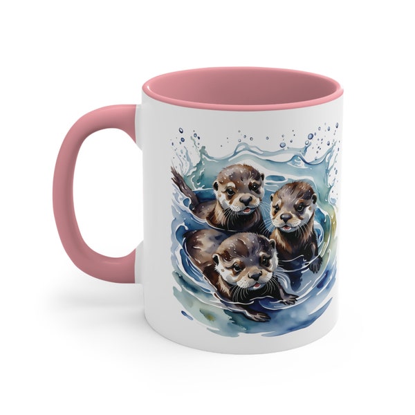 Otters mug, cute otter lover gift, Otter cup, love otters, cute otters, wild animals, otter art, baby otters, animal lover, wild nature