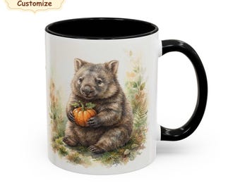 Personalized Wombat gift mug Halloween fall decor, Custom Wombat cup, aussie animals, Christmas Wombat present, love wombats, Australian