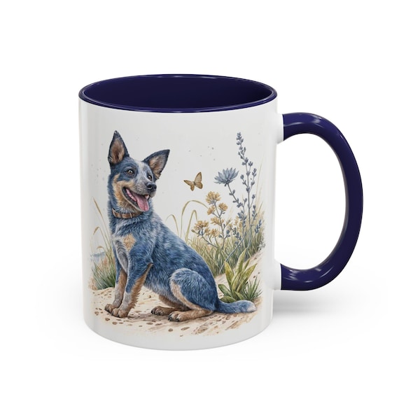 Kubek dla psa rasy blue heeler, spersonalizowany kubek dla psa rasy Australian Cattle Dog, spersonalizowany kubek dla mamy psa, spersonalizowany prezent dla miłośnika psów, spersonalizowany prezent dla taty rasy blue heeler