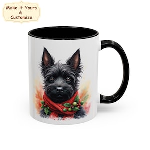 Scottie puppy mug, Custom Black Scottish Terrier dog, Dog lover cup, Scottie dad, Dog mom gift idea, custom Terrier, Christmas dog present