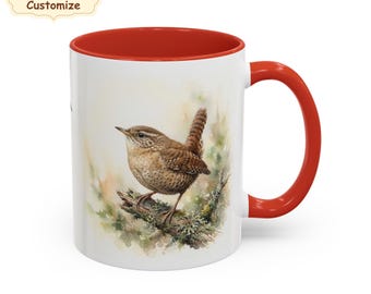 Fun Custom Winter Wren Mug gift bird lover, Bird watching Cup, winter wren presents, Birdwatching Christmas birding gifts, ornithology