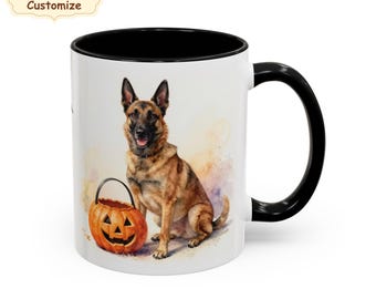 Belgian Malinois gift, Custom Malinois mug, dog lover personalised cup, Malis Shepherd, Halloween fall fun dog mug, Belgian Sheepdog