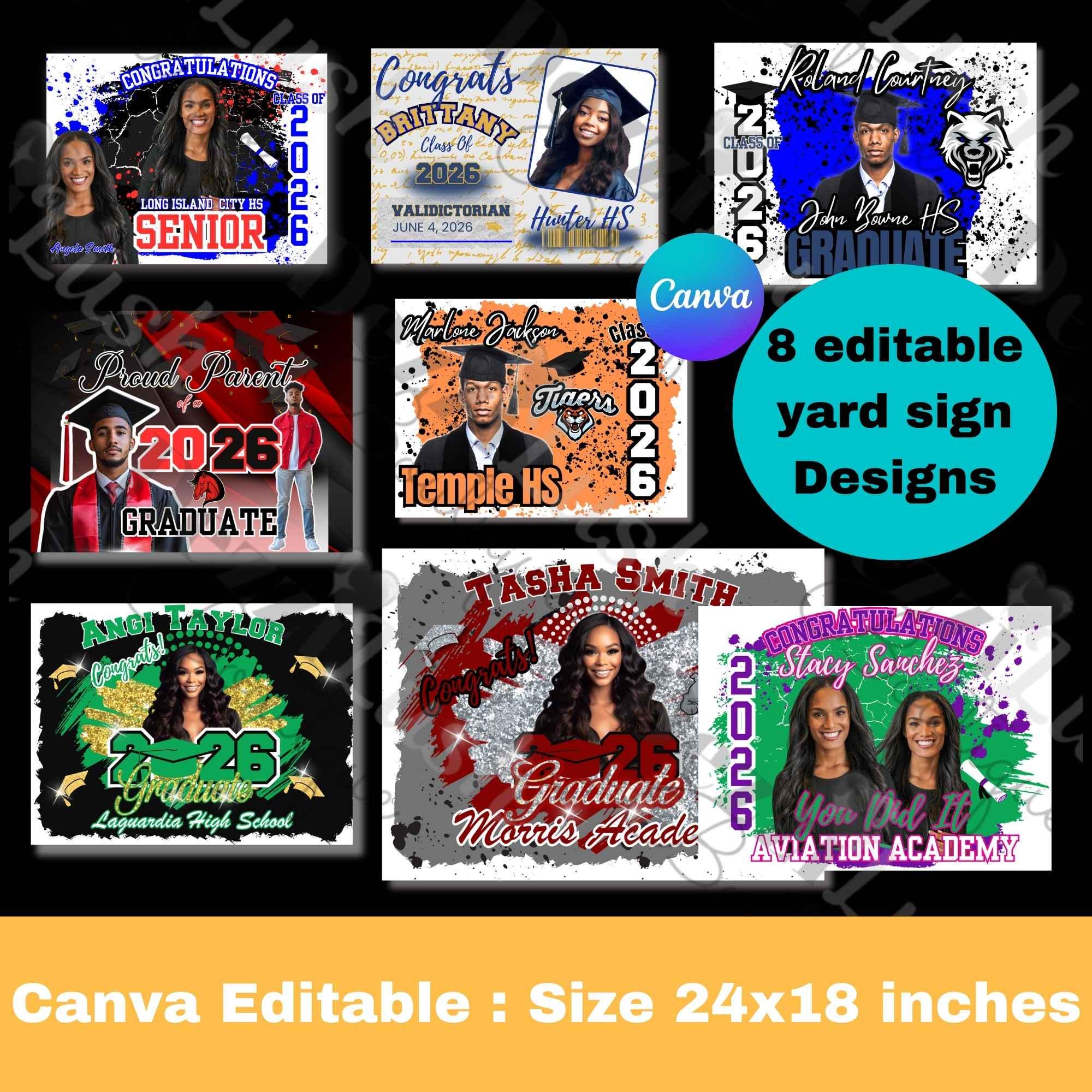 2026 Graduation Yard Sign Design Bundle, Editable CANVA Template Design ...