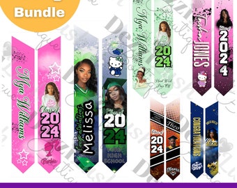 Graduation stole design bundle, editable done for you in CANVA Template, class of 2024, custom, plr